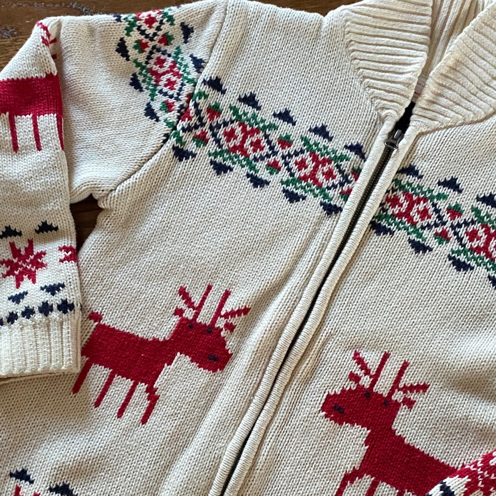 Hanna Andersson Cream and Red Reindeer Sweater